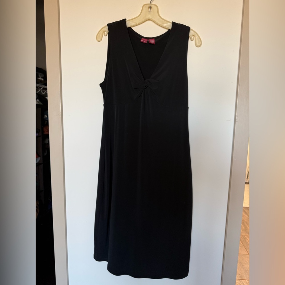 Merona Sleek Classy Twist Front Midi Black Dress Medium - Picture 2 of 4